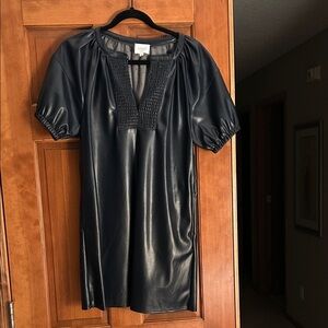 Sundays navy pleather mini dress - size XS